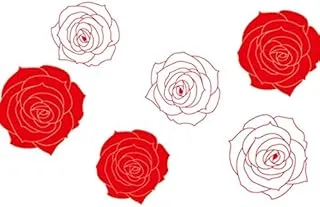 Heart Red Rose Wall Decal Blooming Flower Art Sticker, 2724636180728