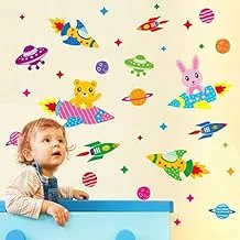 Removable Cosmic Spacecraft Fish Decoration Wall Sticker