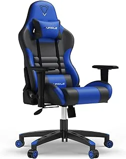 Gaming Chair, Furgle Gocker Ergonomic Adjustable 3D Swivel Chair Gaming Chair One-Piece Steel Frame Adjustable Tilt Angle PU Leather Adjustable Work Chair Gas Lift - Black Blue,Multicolor