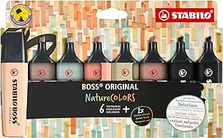 Highlighter - STABILO BOSS ORIGINAL NatureCOLORS - Pack of 8 - Assorted Colours