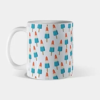 Blue Rockets Pattern Ceramic Mug - White