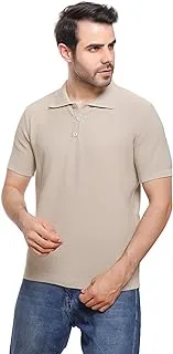 COUP Woven Polo-Shirt with Short Sleeves, BEIGE, 2XL