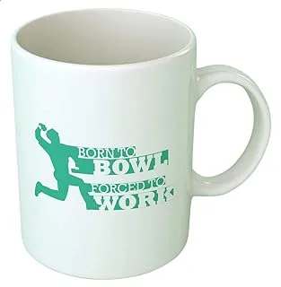 Fast Print Printed Mug, Forced To Work - White and Green