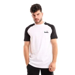 Diadora Men Cotton Printed T-Shirt - Wht/Blck