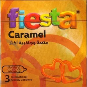 Fiesta Caramel Condoms - Dotted & Flavored -3 Pcs