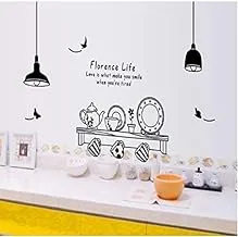 Black and White Cartoon Kitchen Sticker Removable Background Wallpaper