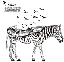 Zebra Wall Decal Wildlife Wall Stickers Black and White Wall Decor Vinyl Wall Decals Animals