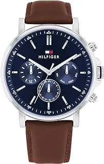 Tommy Hilfiger MEN'S NAVY DIAL BROWN LEATHER WATCH - 1710585