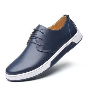 Men's Leisure Shoes Male PU Leather Shoes Blue Men's Formal Shoes