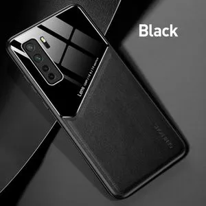 For Huawei Nova 7 SE / P40 Lite 5G Car Magnetic Holder Leather Back Cover for Huawei Nova7 SE Nova 7SE Nova7SE P40Lite 5g Shockproof Case Phone Invisible Magnetic Luxury Leather Shockproof Full Protection Housing Shell