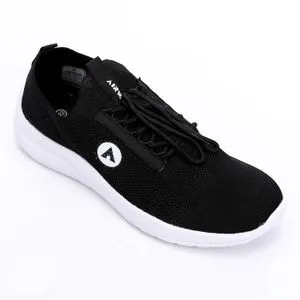 Air Walk Black Men Lace Up Sneakers With White Sole