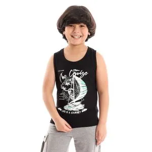 Caesar Boys Print Sportive Tank Top - Black