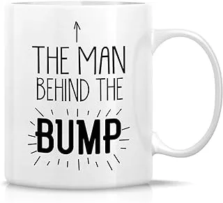 Retreez Funny Mug - The Man Behind The Bump 11 Oz Ceramic Coffee Mugs - Funny, Sarcastic Pregnancy Announcement Reveal birthday gifts for dad to be, new father, husband, boyfriend, friends, coworkers