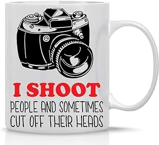 AW Fashions I Shoot People and Sometimes Cut Off Their Heads 11oz Sarcasm Unique Gag Gifts for Photography Lover Funny Photographer Coffee Mug Gag Gifts Great Birthday Coffee Ceramic Tea Cup