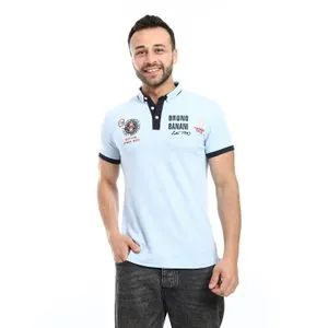 Caesar Embroidered Pique Polo Shirt With Classic Collar And Buttons