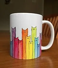 Cashmeera printed mug - Rainbow Cats Ceramic Mug, Whimsical Animals, Funny Gift Cat Lover