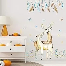 Deer Forest Wall Sticker Elk Wallpaper Thanksgiving Cute Decor for Bedroom