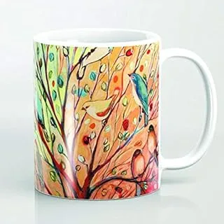 Happy Bird Orange Color - Porcelain Print Mug