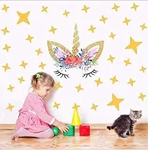 Magic Cartoon Unicorn Color Wall Stickers For Girls Bedroom Colorful Flowers Wall Decals Diy Poster Wallpaper Home Decor