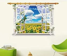 Removable beauty flowers 3D Window Scenery Wall Sticker Home Decor Decals Mural Waterproof Art Wall Pape mm, 2724649638988