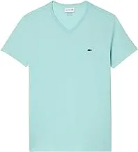 Lacoste Mens V-neck Pima Cotton Jersey T-shirt,Color Green,Size 4