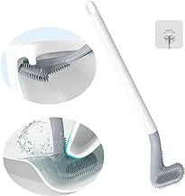 ZURU BUNCH Long Handle Golf Toilet Brush, Toliet Cleaner Brush 360° Flexible Deep Cleaning Silicone Toilet Bowl Brush Wall Mounted Without Drilling with Wall Hooks Sticky Hooks (Multicolor)