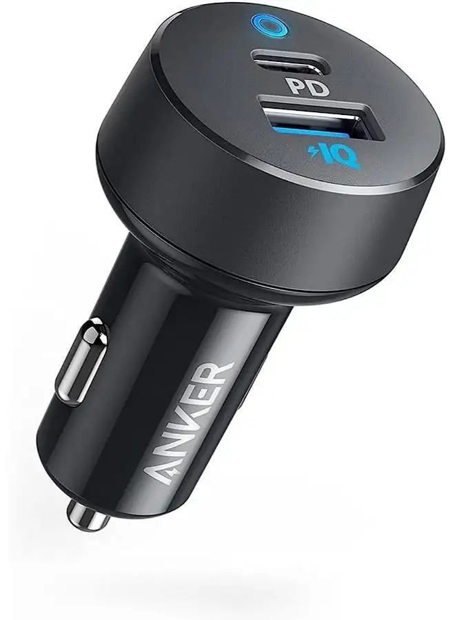 شاحن سيارة Anker USB C، شاحن سيارة مدمج 32 وات بمنفذين من النوع C مع توصيل طاقة 20 وات وPowerIQ 12 وات، شاحن سيارة 521 (32 وات) مع LED لهاتف iPhone 14 13 12 11 Pro Max وPixel 3 2 XL وiPad Pro والمزيد أسود