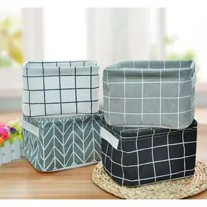 Small Canvas Storage Box, Cute Foldable, Small Items Organizer Basket