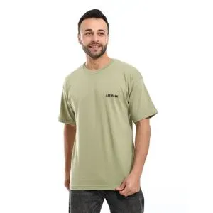 Air Walk Round Neck Short Sleeve Printed T-Shirt - Light Olive