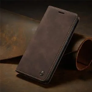 (Coffee)Matte Leather Flip Cover For Samsung A71 A51 A70 A50 A40 A30 A20 A10 Wallet Case S21 5G S20 Ultra Note 10 Plus S10 S10e S9 S8 S7 DON