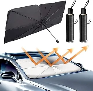 Windshield Sun Shade Car Umbrella Sun Protection & Heat Insulation Foldable Sun Shade Cover Car Shade Front Windshield for Most Vehicles 56''*31'' (2 Pcs)