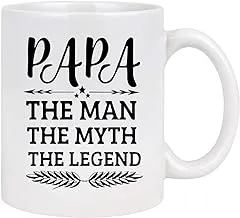 كوب قهوة من Papa The Man The Myth The Legend Dad Best Papa Dad Ever كوب قهوة لعيد الأب للأب والجد من الابنة والابن، 11 أونصة