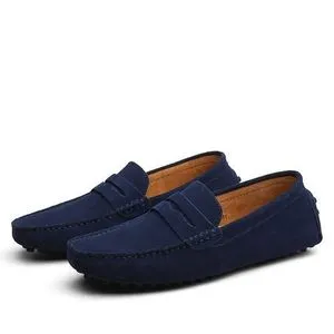 Fashion EUR 38-49 Men Loafers Minimalist Design Genuine Suede Leather Men Shoe