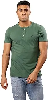 Ravin Green Henley Shirt with Buttoned Round Neck