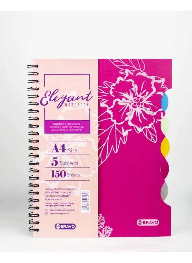 Bravo Bravo Elegant Spiral Notebook - 150 Sheets - A4 Size - Pink