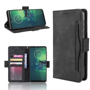 Motorola Moto G8 Play Case Leather Wallet Flip Cover Case With Card Slots - Black