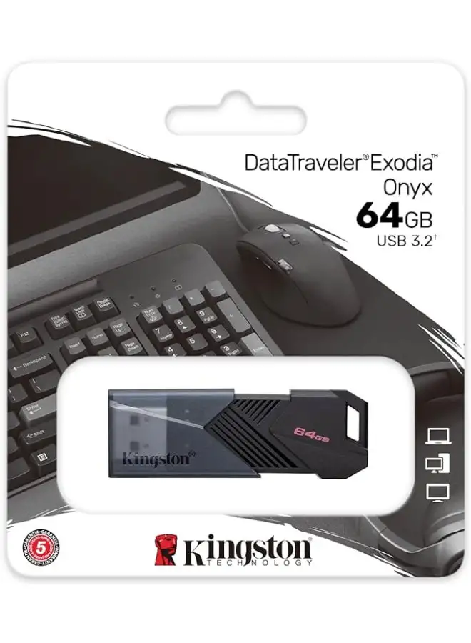 كينجستون كينجستون 64 جيجابايت محمول USB 3.2 Gen 1 FlashDrive DataTraveler Exodia Onyx 64 جيجابايت