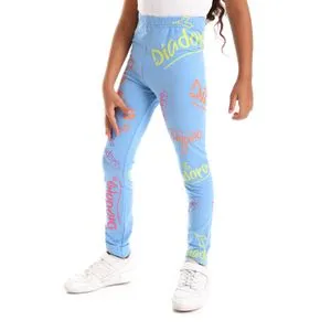 Diadora Printed  Girls Cotton Leggings - Bluesky