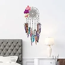 Decorative Multicolour Sticker -Boho Dream Catcher Feathers and Orchids (60x30cm)