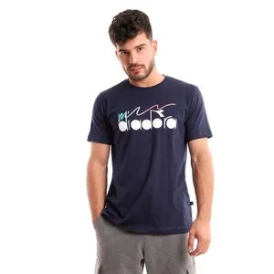 Diadora Men Cotton Printed T-Shirt - Navy