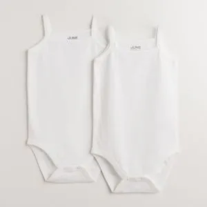 June Baby Basic Crew Neck 2-Piece Rope Strap Bodysuit White