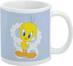 Floral Tweety Ceramic Coffee Mug, Novelty Gift Mugs for Coffee, Tea and Hot Drinks, 11oz, White