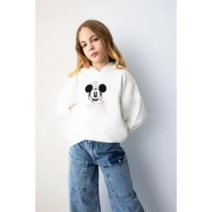 Defacto Girl Relax Fit Hooded Long Sleeve Knitted Sweat Shirt