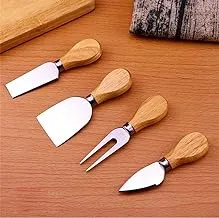 4PCS Cheese/butter Knife Set, Premium Stainless Steel Cheese Slicer and Cutter Collection with wooden Handle ‎مجموعة سكاكين الجبن/الزبدة من 4 قطع، المصنوعة من الفولاذ المقاوم للصدأ بمقبض خشبي