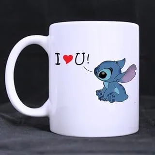 Refreshus Lilo And Stitch كوب قهوة أبيض مخصص كوب شاي 11 أونصة كوب منزلي للمكتب