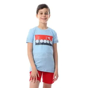 Diadora Boys Printed Cotton T-Shirt -Blue Sky