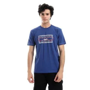 Diadora Men Cotton Printed T-Shirt - Blue