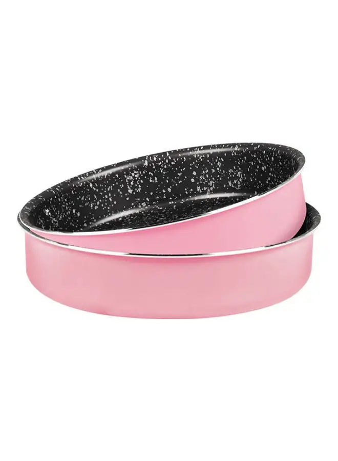 Grandi 2-Piece Round Oven Tray Set Pink/Black 24, 28cm