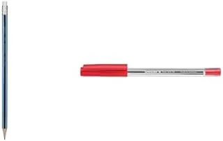 Yalong Plastic Pencil NO:YL-129_TQ211349 HB + Schneider tops 505 ballpoint pen with cap model, m, red, shaft colour: transparent