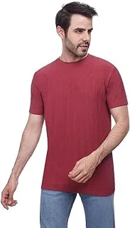 COUP Plain T-Shirt With Round Neck And Short Sleeves, BURGUNDY, L